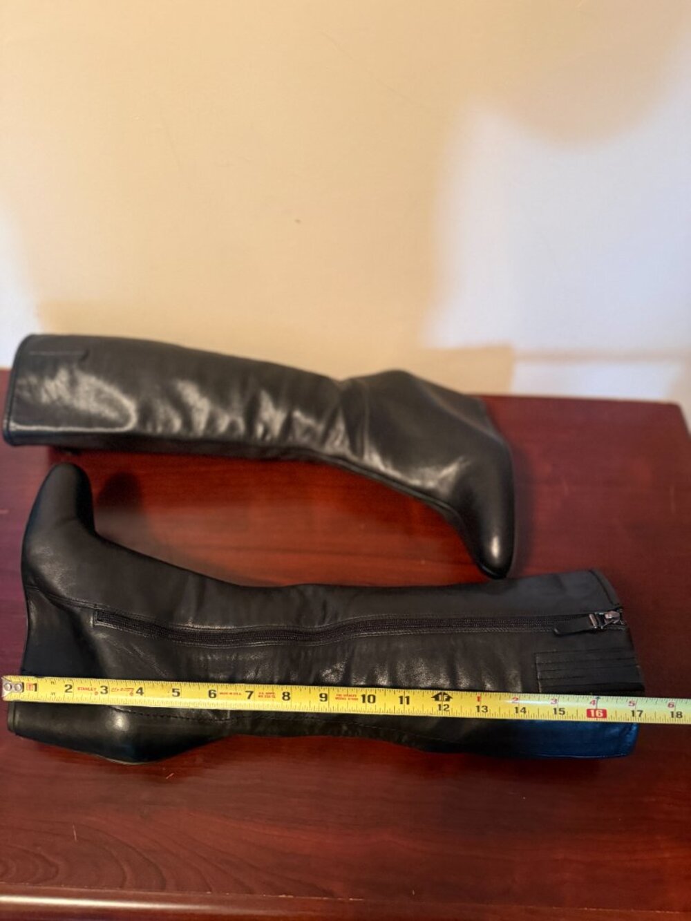Via Spiga Black All Soft Leather Knee High Wedge Boots Zip Women’s Size 8 M - Picture 7 of 15